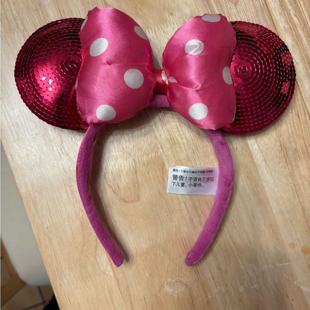 Minnie Mouse Hot Pink Disney Parks Ears Polka Dot Headband